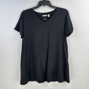 LOGO Goldstein Tshirt Womens‎ Medium Black Vneck Short Sleeve Tee Minimalist